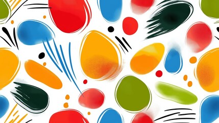 Poster - A colorful abstract painting with many different shapes and colors. The painting is full of energy and movement, with the shapes and colors blending together in a dynamic and lively way