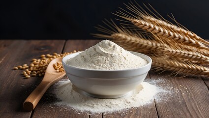 Wall Mural - Wheat Flour in White Bowl