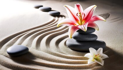 Zen Garden with Lily and Stones