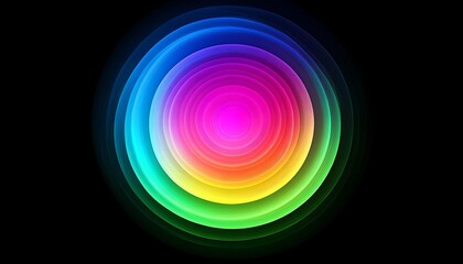 A vibrant, colorful circular gradient emanates from the center, creating a mesmerizing pattern ideal for backgrounds, digital art, or design projects requiring striking visuals,