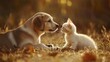 © Khalil - A Heartwarming Moment Between a Dog and Cat at Play, Puppy And Kitten, Dog and Cat Playing Together