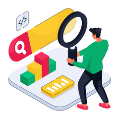 Wall Mural - A isometric design illustration of search box vector 

