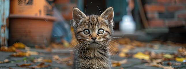 Wall Mural - Cute Kitten with Curious Eyes