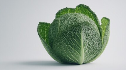 Vibrant Portrait of Fresh Cabbage on White Background with Water Droplets