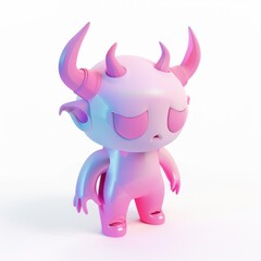 Wall Mural - Demon, devil in 3D style on a white background
