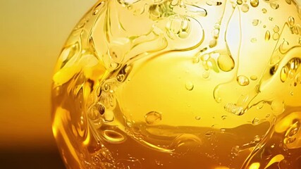 Wall Mural - a stunning sunset casts golden hues, reflecting through droplets on a glass orb placed by the seasid