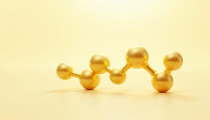 Wall Mural -  Golden molecular model on a yellow background