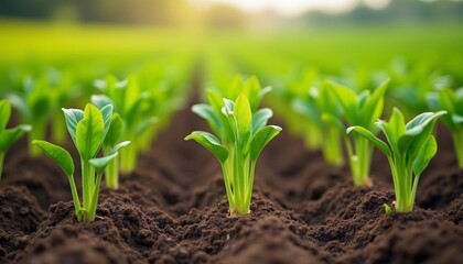 Sticker -  New beginnings  A field of freshly sprouted plants