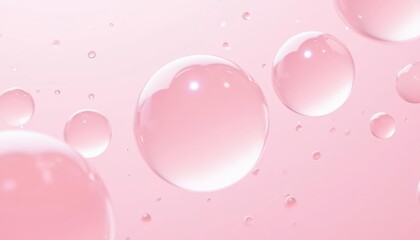 Canvas Print -  Elegance in a drop  Pink bubbles on a soft pink background