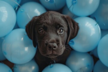 Canvas Print - Puppy in a Sea of Blue