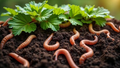 Poster -  Vibrant life in the soil  Earthworms and plants coexist