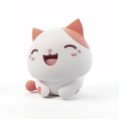 Sticker - Cute cat in 3D style on a white background
