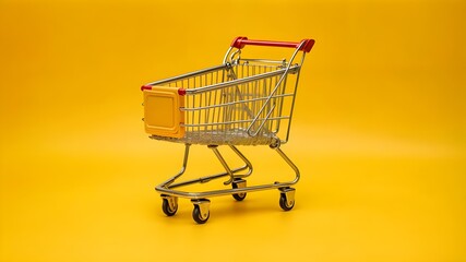 Illustration of shopping cart isolated on yellow background