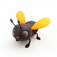 Sticker - figurine of a firefly  in 3D style on a white background
