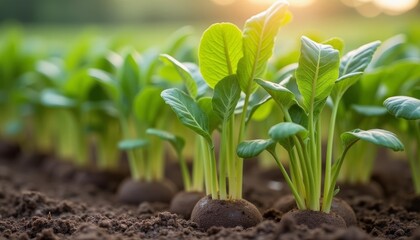 Poster -  Vibrant sprouts in a field symbolizing growth and renewal