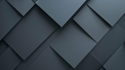 Poster - An abstract arrangement of dark, overlapping square panels creating a modern and minimalist visual effect with subtle depth and texture, ideal for architectural design.