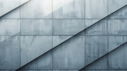 Aufkleber - An abstract geometric concrete wall characterized by prominent diagonal lines and light shadows, creating a visually intriguing and modern architectural design.
