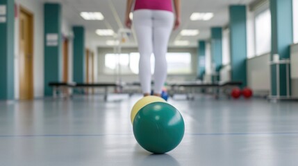 rehabilitation exercises being performed in the corridor of a healthcare facility