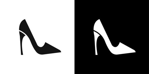 high heel shoes icon logo set vector