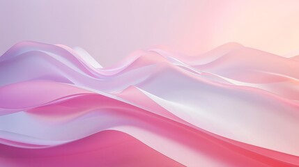 Aufkleber - A delicate abstract image with soft flowing pastel curves, creating a harmonious gradient light scene in shades of pink and white, evoking a sense of calm and elegance.