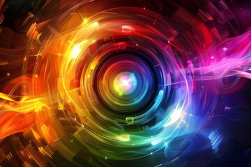 Wall Mural - A mesmerizing blend of various colors is creating a vibrant and dynamic circular motion that captivates the eye