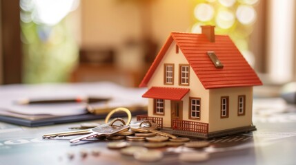 Poster - A small house with a key on top of it