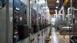 © phairot - A large industrial facility with machines controlled by variable frequency drives, demonstrating precise energy management with dynamic visuals of power usage and efficiency