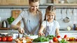 © Intelligent Horizons - Mother and young daughter working together to cook a family recipe in a well equipped home kitchen  Healthy meal tradition and time spent between