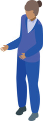 Poster - Businesswoman holding her belly, pregnancy isometric icon, business people