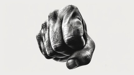 Hand in a fist, symbol of solidarity and strength. Concept of defiance against adversity.