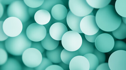 Poster - Smooth gradient background fading from teal to soft green featuring abstract circles and triangles subtly floating and blending into each other 