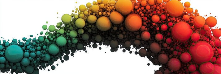 Aufkleber - Rainbow Balloon Arc Cascading Across a White Background in Vibrant Digital Art