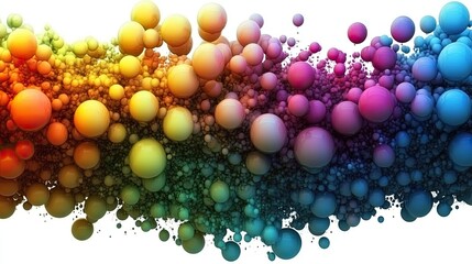Poster - Vibrant Rainbow Balloons in a Cascading Arc on a White Background