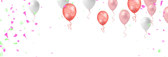 Wall Mural - Balloons header background. Party card with colourful balloons. Balloon background