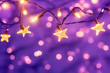 festive new year background with golden star and christmas lights 