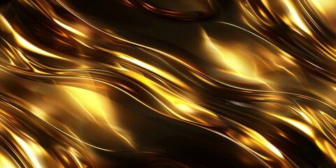 Wall Mural - Fluid golden waves gracefully create a luxurious and modern texture that is perfect for captivating digital art