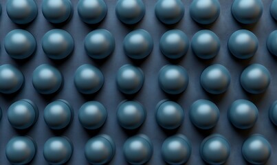 Poster - Seamless 3D Chambray Blue Sphere Grid with Subtle Reflections and Shadows