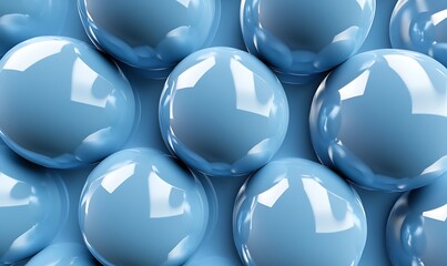 Poster - Seamless 3D Chambray Blue Sphere Grid with Subtle Reflections and Shadows