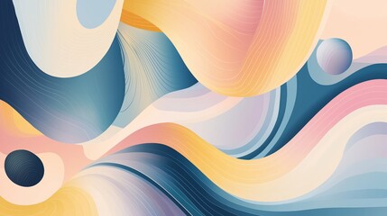 Poster - Abstract colorful waves with soft curves and circular shapes in vibrant hues