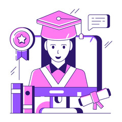 Sticker - A colored design illustration of graduate 

