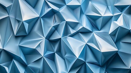 Poster - Seamless 3D Chambray Blue Wallpaper with Triangular Facets and Crystalline Effect