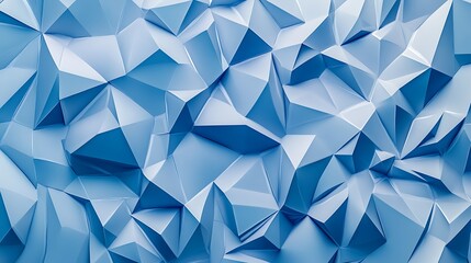 Poster - Seamless 3D Chambray Blue Wallpaper with Triangular Facets and Crystalline Effect