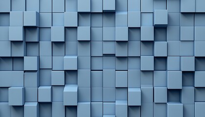 Poster - Seamless 3D Chambray Blue Cube Pattern with Depth and Dimension