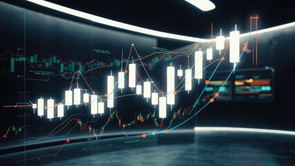 Poster - 3D Illustration of Candlestick Chart for Stock Market Analysis and Financial Investment
