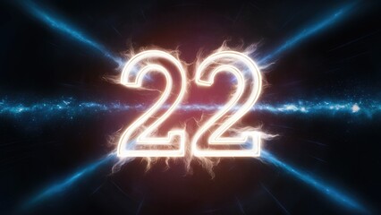 Poster - Glowing Neon Symbol 22 on Dark Background