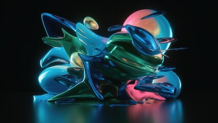 Poster - Creative Abstract Colors on a Dark Background