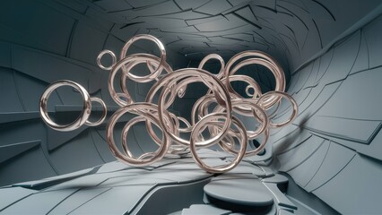 Poster - Abstract gray background with circular shapes