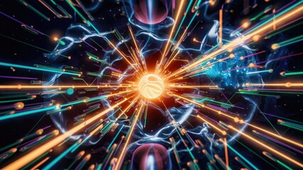 Poster - Abstract glowing data network illustration in digital space