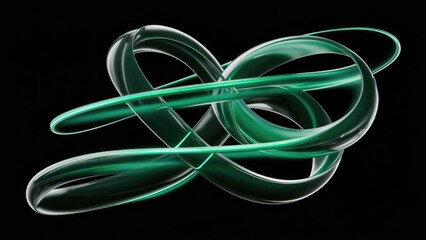Poster - Abstract Green Motion Trails Isolated on Black Background  Futuristic Gradient Light Effects
