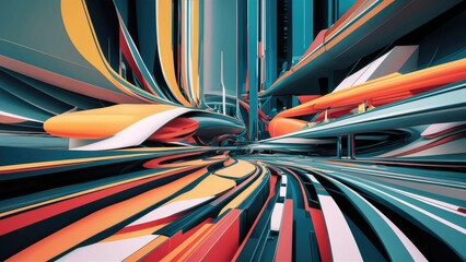 Poster - Abstract architectural backdrop featuring 3D rendering and illustration
